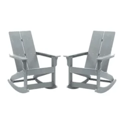 Emma And Oliver Set Of 2 Modern All-Weather Poly Resin Adirondack Rocking Chairs For Indoor/Outdoor Use -Emma And Oliver GUEST a8198086 06c0 4b46 987c 6d88ba8f68b7