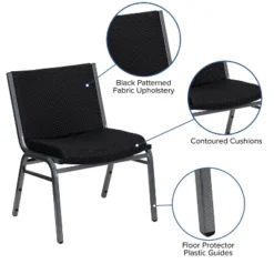 Emma And Oliver Big & Tall 1000 Lb. Rated Black Fabric Stack Chair 11 Emma And Oliver Big & Tall 1000 Lb. Rated Black Fabric Stack Chair -Emma And Oliver GUEST a8651d47 982f 4ba3 b4eb 1d4318a81e7d