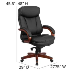Emma And Oliver High Back Black LeatherSoft Synchro-Tilt Ergonomic Office Chair With Wood Base -Emma And Oliver GUEST a8d94ffd d397 40d2 80d0 c3d356bca2f0