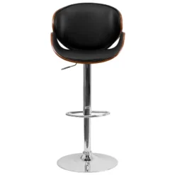 Emma And Oliver Bentwood Adjustable Height Barstool With Curved Vinyl Seat/Back -Emma And Oliver GUEST a93487d8 b165 40b4 8bd8 3f10e9b2fa80
