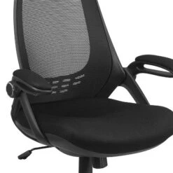 Emma And Oliver High Back Black Mesh Executive Swivel Office Chair With Flip-Up Arms -Emma And Oliver GUEST a9600b06 4283 48f9 a3cc d61d5a133e01