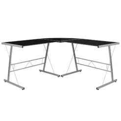 Emma And Oliver L-Shaped Computer Corner Glass Desk, Gaming Desk, Home Office Corner Desk -Emma And Oliver GUEST a9a65106 bf1f 4346 8aa2 8d2c8f94c93a