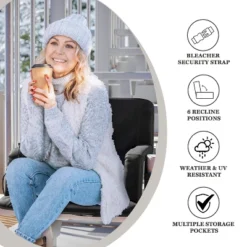 Emma And Oliver Extra Wide Foldable Reclining Heated Stadium Chair With Backpack Straps - Black -Emma And Oliver GUEST a9d73e0e fe67 42ed 8b6b 4aa4ab10a2a6