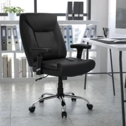 Emma And Oliver 400 Lb. Big & Tall Mid-Back Deep Tufted Ergonomic Task Office Chair & Arms