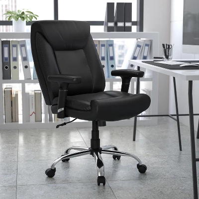 Emma And Oliver 400 Lb. Big & Tall Mid-Back Deep Tufted Ergonomic Task Office Chair & Arms 1 Emma And Oliver 400 Lb. Big & Tall Mid-Back Deep Tufted Ergonomic Task Office Chair & Arms
