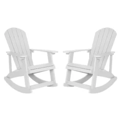 Emma And Oliver Set Of 2 Marcy Classic All-Weather Poly Resin Rocking Adirondack Chairs With Stainless Steel Hardware For Year Round Use -Emma And Oliver GUEST aa529507 48a2 4bbd b910 532a0edb656c