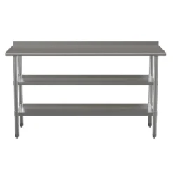 Emma And Oliver NSF Certified Stainless Steel 18 Gauge Work Table With 1.5" Backsplash And Undershelves -Emma And Oliver GUEST aa579296 fdec 4298 9b07 34667d4b3405