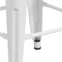 Emma And Oliver 24"H Backless White Metal Counter Height Stool With Wood Seat -Emma And Oliver GUEST aa7d8330 b22e 471e ad76 b40373ec60f5