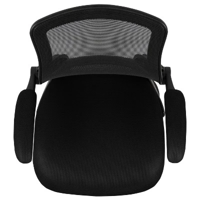 Emma And Oliver Black Mesh Sled Base Side Reception Guest Office Chair With Flip-Up Arms 8 Emma And Oliver Black Mesh Sled Base Side Reception Guest Office Chair With Flip-Up Arms - Image 8