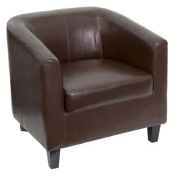Emma And Oliver Leather Lounge Chair With Sloping Arms -Emma And Oliver GUEST aafc90e5 c8fd 4285 ba8d 757584ebd193