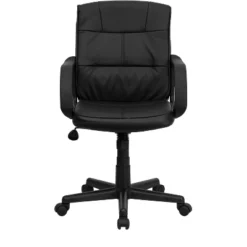 Emma And Oliver Mid-Back Black LeatherSoft Swivel Task Office Chair With Arms -Emma And Oliver GUEST aaff402d 9b06 4da8 a417 f25e1961c2b0