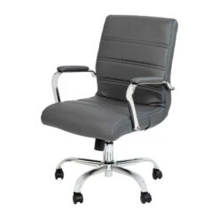 Emma And Oliver Mid-Back Executive Swivel Office Chair With Metal Frame And Arms -Emma And Oliver GUEST ab29fc38 943e 4659 b25b f1671cf3de0e