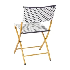 Emma And Oliver Three Piece Folding French Bistro Set In PE Rattan With Metal Frames For Indoor And Outdoor Use -Emma And Oliver GUEST ac08889f 3e71 4c6e b3ca e1ef8d6ef8d0