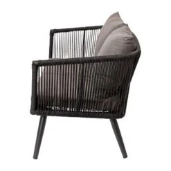 Emma And Oliver Black & Gray Woven All-Weather Four-Piece Conversation Set With Cushions & Metal Coffee Table For Porch, Backyard And Patio -Emma And Oliver GUEST ac218871 317e 4889 9354 ec3b1904a9ff