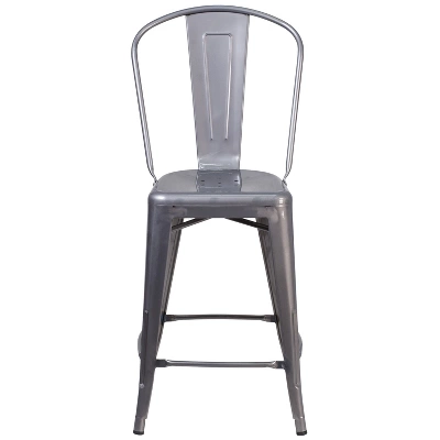 Emma And Oliver 24"H Clear Coated Indoor Counter Height Stool With Back 7 Emma And Oliver 24"H Clear Coated Indoor Counter Height Stool With Back - Image 7