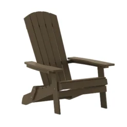Emma And Oliver All-Weather Poly Resin Folding Adirondack Chair - Patio Chair -Emma And Oliver GUEST ad59fab9 ff6c 4013 bc19 7234d897bf97