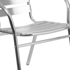 Emma And Oliver 4 Pack Commercial Aluminum Indoor-Outdoor Stack Chair - Triple Slat Back And Arms -Emma And Oliver GUEST adb078d3 73f3 4aee 84ec 051c0ff36696