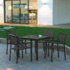 Emma And Oliver 5 Piece Modern Weather And Rust Resistant Black Steel And Polyresin Patio Set With Table And 4 Chairs For Indoor/Outdoor Use