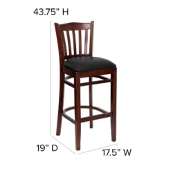 Emma And Oliver Vertical Slat Back Wooden Restaurant Dining Barstool -Emma And Oliver GUEST aec84f7c 5d08 4145 83bf 23e273e6b004