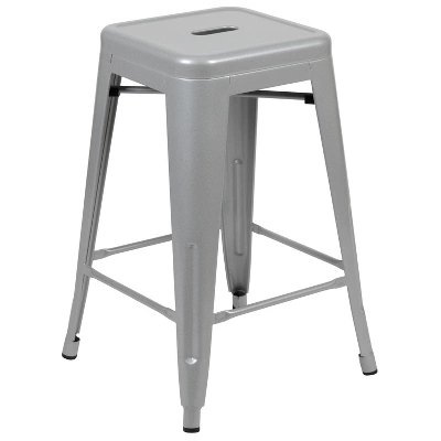 Emma And Oliver 4 Pack 24" High Metal Indoor Counter Bar Stool - Stackable Stool 10 Emma And Oliver 4 Pack 24" High Metal Indoor Counter Bar Stool - Stackable Stool - Image 10