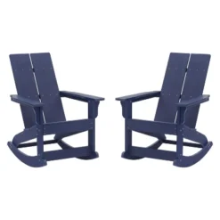 Emma And Oliver Set Of 2 Modern All-Weather Poly Resin Adirondack Rocking Chairs For Indoor/Outdoor Use -Emma And Oliver GUEST af180122 6ce1 451d 873b 4b5ada318fde