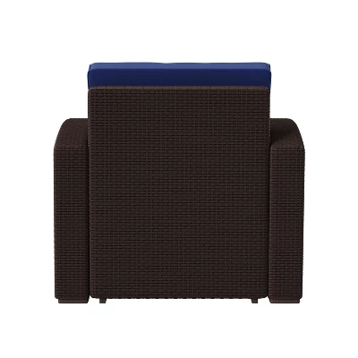 Emma And Oliver Faux Rattan Chair With All-Weather Cushion 6 Emma And Oliver Faux Rattan Chair With All-Weather Cushion - Image 6