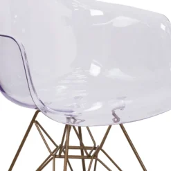 Emma And Oliver 2 Pack Transparent Side Chair With Arms And Gold Base - Accent & Side Chair -Emma And Oliver GUEST af83131c 81dc 43ce a3b5 e75c9c67cb55