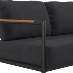 Emma And Oliver Aluminum Frame Loveseat With Teak Arm Accents And Plush Cushions -Emma And Oliver GUEST afa1ed62 323c 4760 944e ab58aa7e4b16