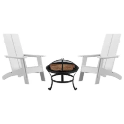 Emma And Oliver Set Of 2 Modern All-Weather Poly Resin Adirondack Rocking Chairs With A Wood Burning Fire Pit For Outdoor Use -Emma And Oliver GUEST afcd2651 2fb3 4ba3 a6bc 8b784291661f