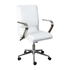 Emma And Oliver Modern Upholstered Mid-Back Home Office Chair With Arms And 5 Star Base -Emma And Oliver GUEST b069179c 95cb 4d22 9a5d 22c0ec693a78