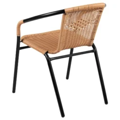 Emma And Oliver 2 Pack Rattan Indoor-Outdoor Restaurant Stack Chair With Curved Back -Emma And Oliver GUEST b06c4943 181d 4000 ab52 d5c6b8badb99