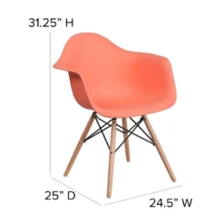 Emma And Oliver Plastic Accent Dining Chair With Arms And Wooden Legs -Emma And Oliver GUEST b0bbc965 5f42 48fc a575 a67236303f80