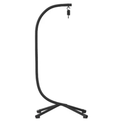 Emma And Oliver Sturdy Powder Coated Steel C-Stand With Offset Base For Hanging Chairs - Black -Emma And Oliver GUEST b208ec39 c87f 4ec8 afac e8152e2ae4f7