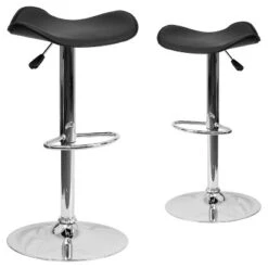Emma And Oliver 2 Pack Contemporary Vinyl Adjustable Height Barstool With Wavy Seat And Chrome Base -Emma And Oliver GUEST b2b51552 5a44 4b5c a182 e0ff86d97265