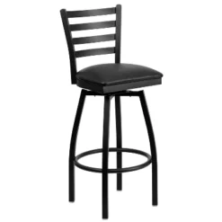 Emma And Oliver Black Ladder Back Swivel Metal Restaurant Dining Barstool -Emma And Oliver GUEST b3875561 e0dc 4da3 abee f9ffa8cb5e06