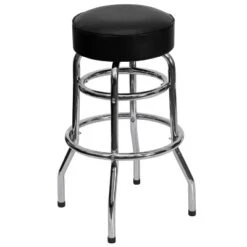 Emma And Oliver Retro Backless Double Ring Chrome Restaurant Dining Barstool -Emma And Oliver GUEST b40243c2 2fdd 41ec 85cf 5bdaffbc2587
