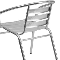 Emma And Oliver 4 Pack Commercial Aluminum Indoor-Outdoor Stack Chair - Triple Slat Back And Arms -Emma And Oliver GUEST b41c0c87 402e 4224 90da 87802fb1ae5f