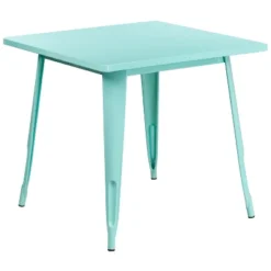 Emma And Oliver Commercial Grade 31.5" Square Colorful Metal Indoor-Outdoor Dining Table -Emma And Oliver GUEST b4357336 efb7 46aa 864f b91b5c4e7af1