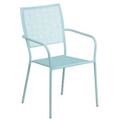 Emma And Oliver Commercial 28" Square Metal Folding Patio Table Set W/ 2 Square Back Chairs -Emma And Oliver GUEST b45e38fe ebbf 416e bb09 ae9998e7ac39