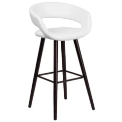 Emma And Oliver 2 Pk. 29'' High Contemporary Vinyl Barstool With Cappuccino Wood Frame -Emma And Oliver GUEST b4769294 6027 4bce 8bf0 f576e64c5c68