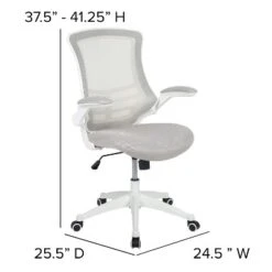 Emma And Oliver Mid-Back Light Gray Mesh Ergonomic Task Office Chair, White Frame - Flip-Up Arms 16 Emma And Oliver Mid-Back Light Gray Mesh Ergonomic Task Office Chair, White Frame - Flip-Up Arms -Emma And Oliver GUEST b4d1e381 69ee 402e 9ec6 6435fbd85ec5