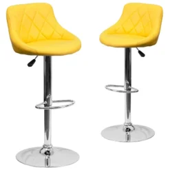Emma And Oliver 2 Pack Contemporary Vinyl Bucket Seat Adjustable Height Barstool With Diamond Pattern Back And Chrome Base -Emma And Oliver GUEST b52a5e2d 17c7 4f78 9761 c596a6376f43