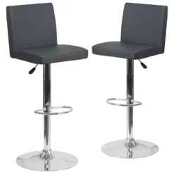 Emma And Oliver 2 Pack Contemporary Vinyl Adjustable Height Barstool With Panel Back And Chrome Base -Emma And Oliver GUEST b536767f 366a 487e 91c5 caead4dfdccf