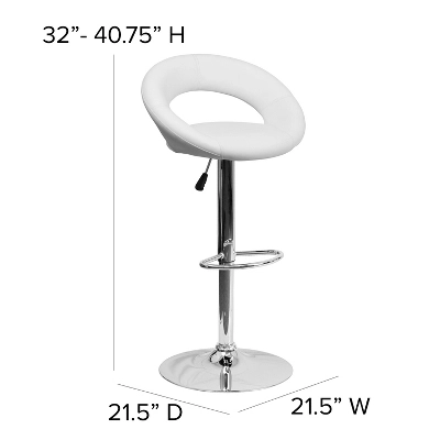 Emma And Oliver Rounded Orbit-Style Back Vinyl Swivel Adjustable Height Barstool 6 Emma And Oliver Rounded Orbit-Style Back Vinyl Swivel Adjustable Height Barstool - Image 6