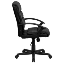 Emma And Oliver Mid-Back Black LeatherSoft Swivel Task Arm Office Chair With Accent Back -Emma And Oliver GUEST b5814e67 2f89 4234 ae49 39bd427a2257