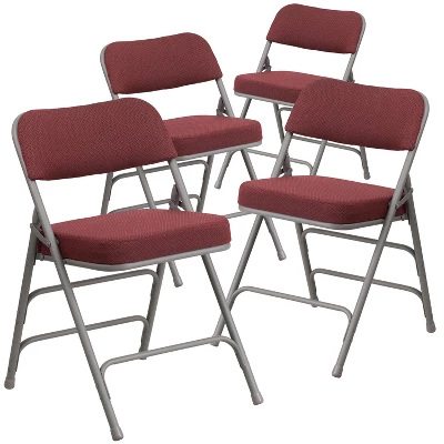 Emma And Oliver 4 Pack Premium Curved Triple Braced & Hinged Fabric Upholstered Metal Folding Chair 14 Emma And Oliver 4 Pack Premium Curved Triple Braced & Hinged Fabric Upholstered Metal Folding Chair - Image 14