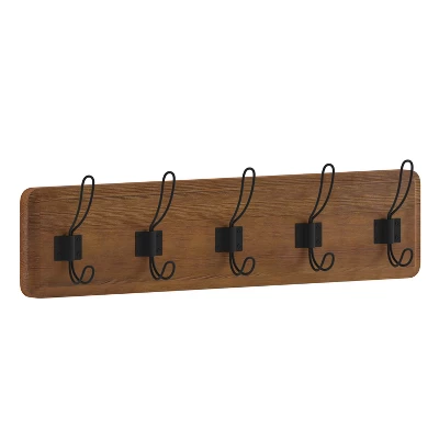 Emma And Oliver Rustic Wall Hanging Storage Rack With 5 Hooks For Entryway, Kitchen, Bathroom And More 14 Emma And Oliver Rustic Wall Hanging Storage Rack With 5 Hooks For Entryway, Kitchen, Bathroom And More - Image 14