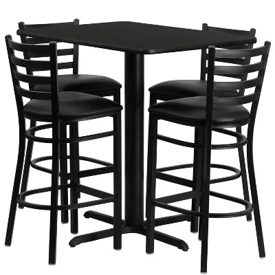 Emma And Oliver 24"W X 42"L Rectangular Laminate Table Set & 4 Ladder Back Stools 2 Emma And Oliver 24"W X 42"L Rectangular Laminate Table Set & 4 Ladder Back Stools - Image 2