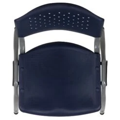 Emma And Oliver Home And Office Navy Plastic Stack Chair With Perforated Back - Guest Chair -Emma And Oliver GUEST b5f00b4a 427d 4a36 804d d8f5587d4ab5