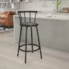 Emma And Oliver Crown Back Black Metal Barstool With Black Vinyl Swivel Seat